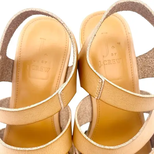 J.Crew  The Chloe Clog Platform Strappy Sandal in Saddle Tan Faux Leather Size 7