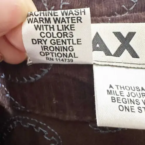 Flax  Size S Brown Corduroy Collared Lightweight Jacket Blue Embroidered Floral‎