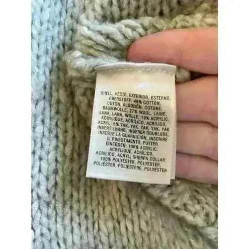 Sleeping on Snow Yak & Wool Blend Knit Sherpa Collar Faux Fur Cardigan, XS Tan