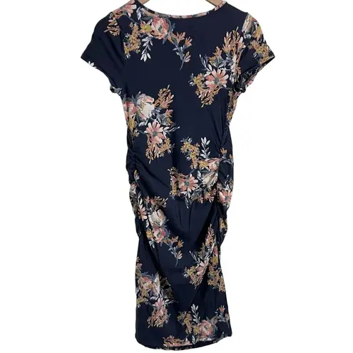 Isabel by Ingrid & Isabel Navy Blue Floral Bodycon Maternity Dress Size Small