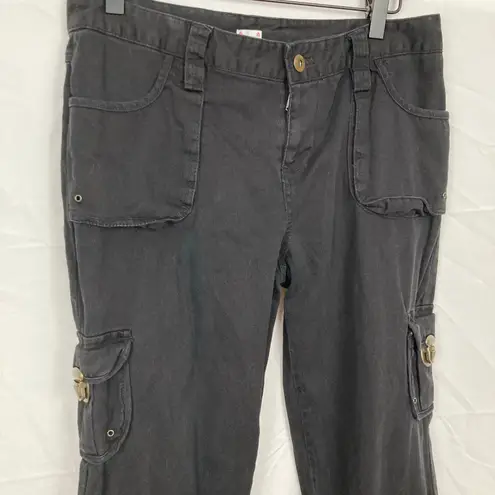 Y2K Route Women 7/8 Black Cargo Midrise Pants Skater Punk Streetwear Utility Size undefined