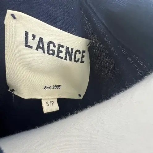 L'AGENCE L’AGENCE 100% Linen Celine Jacket SMALL Marine Gold Button Woven Relaxed Fit 