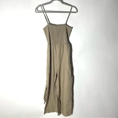 House of Harlow 1960 Linen Cropped Jumpsuit Size Medium Tan