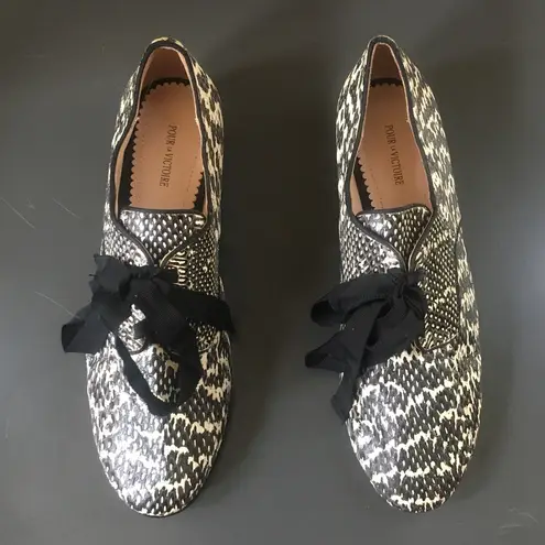 Pour La Victoire Carlin Snakeskin Leather Lace-Up Oxfords EUC 8