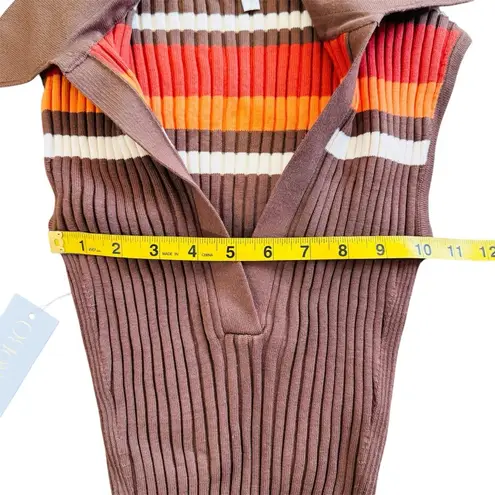 Torn By Ronny Kobo Ronny Kobo Brown Striped Knit Top NEW