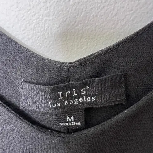 Iris Woman’s Black Chiffon Ruffle Flowy layered crop tank top. Size M.