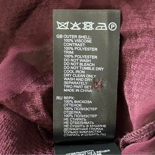 Reiss Harriet Belted Long Sleeve Burgundy Mini Dress Size 4