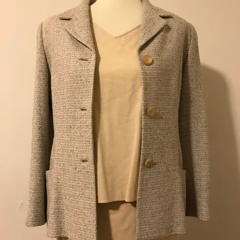 Carolina Herrera Saks 5th Ave Beige Skirt & Blazer, Size 8