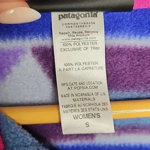 Patagonia  Synchilla Guatemalan Tango Blue Purple Aztec Snap-T Pullover Small