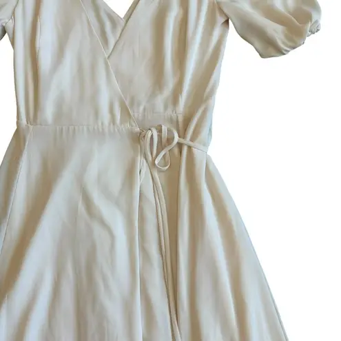 Fame and Partners Cream Wrap Dress Gown Maxi Long Chiffon Flowy Size 0 Women's