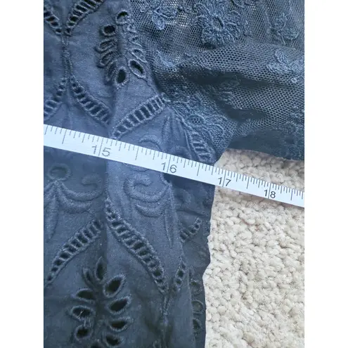 Fleur Wood Lace Tunic Blouse Black Eyelet Small Whimsigoth Dark Academia Fall