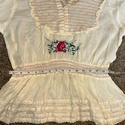 Persaman New York Women’s Long Sleeve Boho Style Cream Top Sz Sz Large NNT