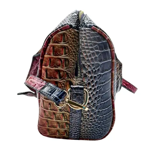 Vegan Leather Rainbow Multicolor Purple Crocodile Embossed Crossbody Satchel Bag