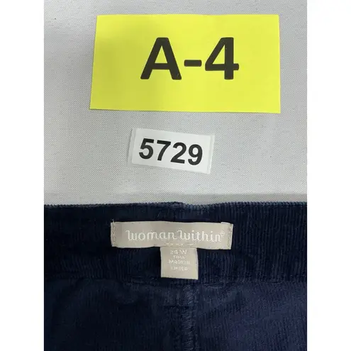 Woman Within Womans Courdory Pants 24 WT Navy