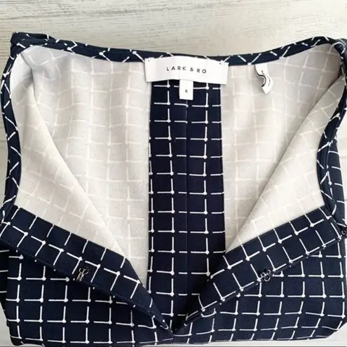 Lark & Ro Crew Split Neck Navy and White A