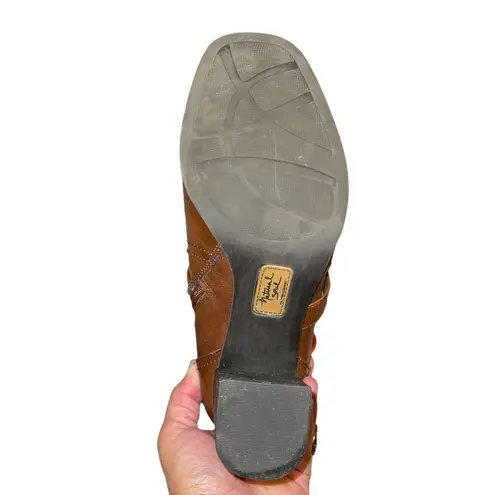 Natural Soul Heeled Boot Strap Buckle Accent Side Zip Brown Size 10M Comfort