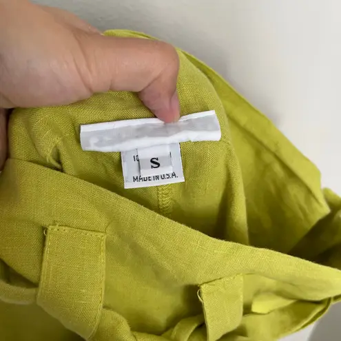 Bryn Walker Linen Chartreuse Green Wide Leg Flowy Pants (Small)