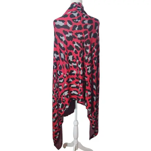 Colleen Lopez Red Leopard Print Open Front Shrug Size XL/1X Red Leopard Cardigan - Image 2