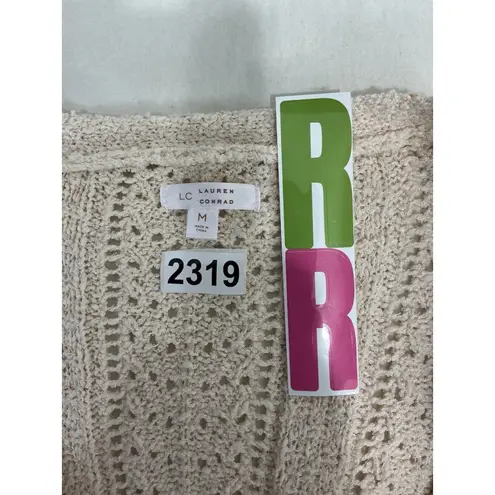 LC Lauren Conrad Womans Lauren Conrad Medium Peach Button Up Knit Short Sleeve Cardigan Sweater