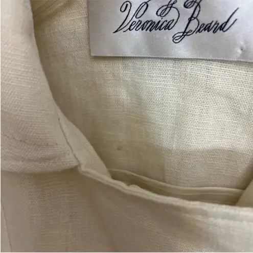 Veronica Beard Ivory Cream Linen Cropped Zipper Moto Jacket Size 1 Small