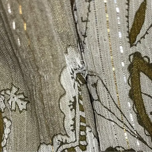 ABS Allen Schwartz A.B.S. Allen Schwartz Silk Dress Halter Deep V-Neck Cut-Out Metallic Thread Sz 8