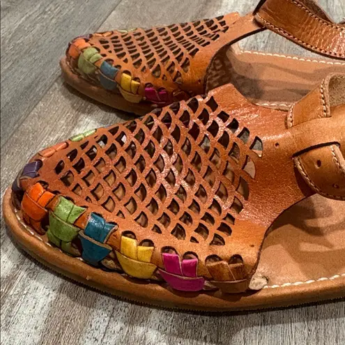 Women’s Mexican Huaraches Shoes Leather Loafer Brown size 8