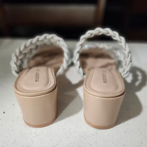 Madden Girl NWT Women's  heel Sparkly White and Silver Sandals Size 8