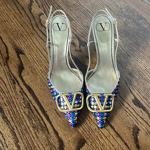 Valentino Garavani VLogo Multi Woven Slingback Pumps