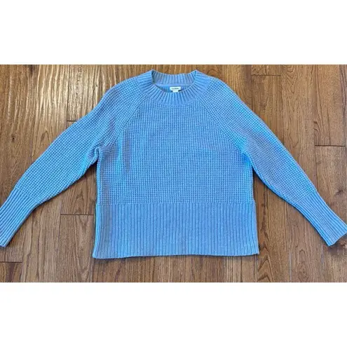 L.L. Bean super soft waffle knit crewneck sweater blue MPetite Size M