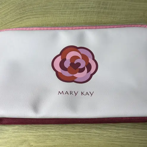 Mary Kay Makeup Bag Pouch Lilac Maroon Pink Flower Zippered Vanity Travel Case