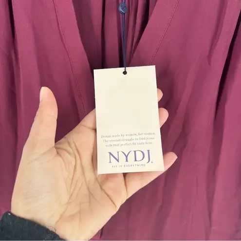 NYDJ 3/4 Perfect Pintuck Blouse Grenache Chiffon NWT Size S