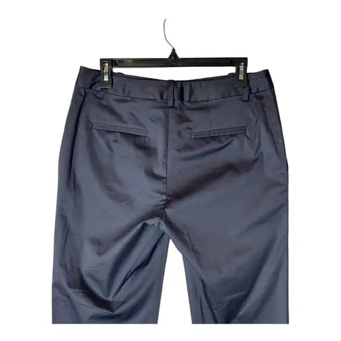 6397 Navy Blue Cotton Blend Flat Front Tapered Leg High Rise Cropped Pants 6