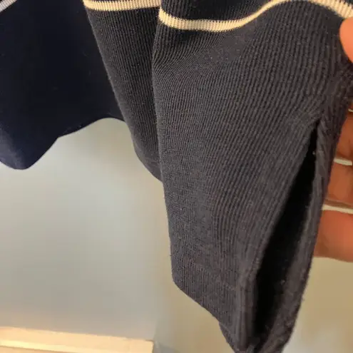 Erika Collection Women's Size Large Long-Sleeve Blue/White Striped Top