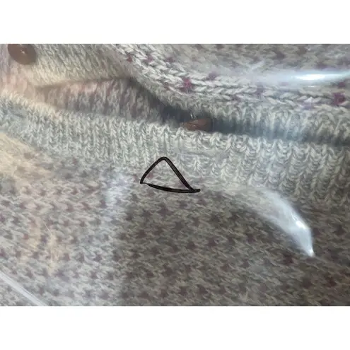 Vtg Sierra Woolen Mills Knit Cardigan Sweater grey knit pink little hearts L Size L