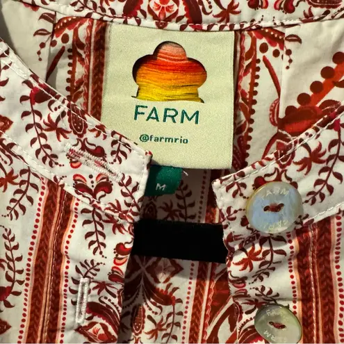 Farm Rio Off-White Tropical Cameo Organic Cotton Romper | M