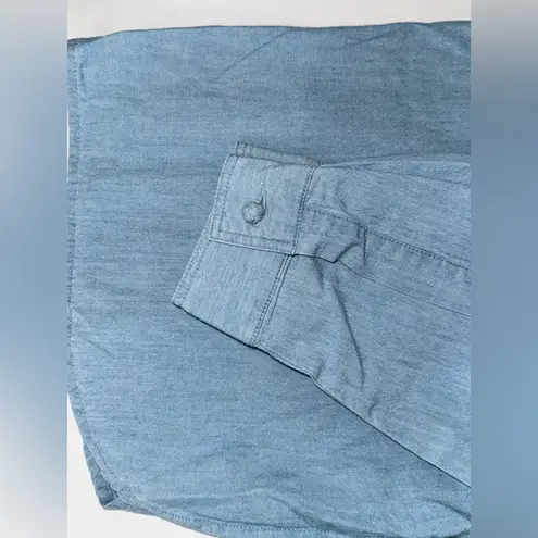 J Jill Tunic Top Toggle Buttons Light Wash Denim Asian Vintage Womens Size XS Blue