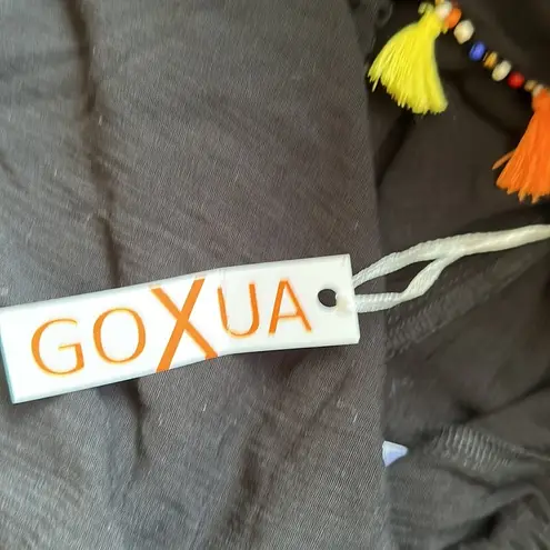 Black Swim Romper With Tassel Multi Color & Beads Trim Cover Up NWT Sz M Size M