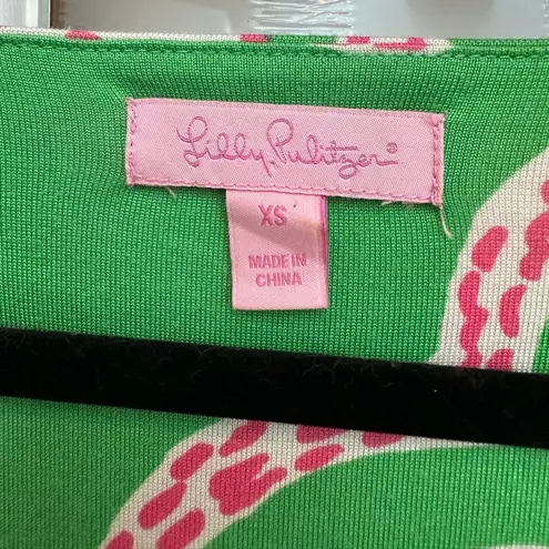 Lilly Pulitzer Lily Pulitzer Silk Cotton Green & Pink Hibiscus Floral Sundress Size XS