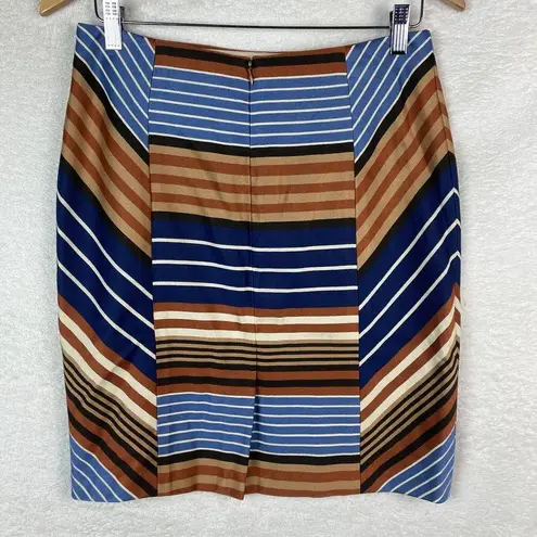 J. McLaughlin ‎ Indigo Montecito Striped Pencil Skirt Size 4 Career Classic