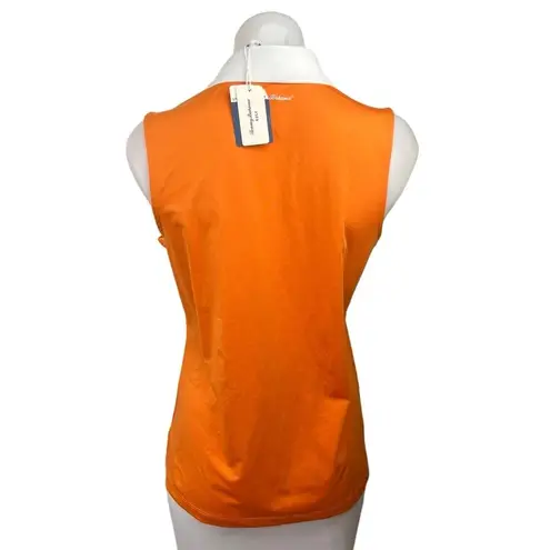 Tommy Bahama NEW  GOLF Orange Collar Sleeveless Tennis Club Polo Shirt Top Size M