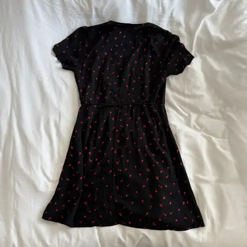 Rails Cherry Print Mini Wrap Dress Black Size S