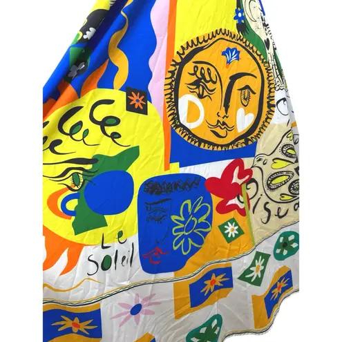 Commense Soleil Sun Multicolor Abstract Sleeveless Empire A Line Midi Dress S