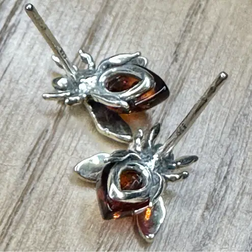 NWT Sterling Silver Amber Bumble Bee Stud Earrings