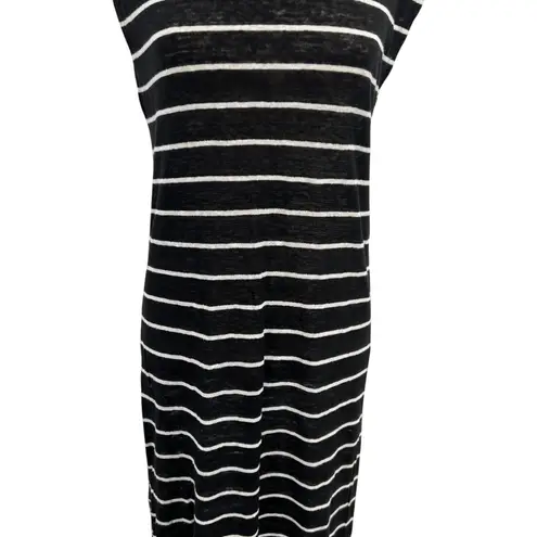 IRO Molly Dress Maxi Length T-Shirt Short Sleeve Linen Stripe Black Size Small