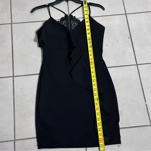 G by Guess Women Elegant Black Ruffle Dress Lace Backless size M