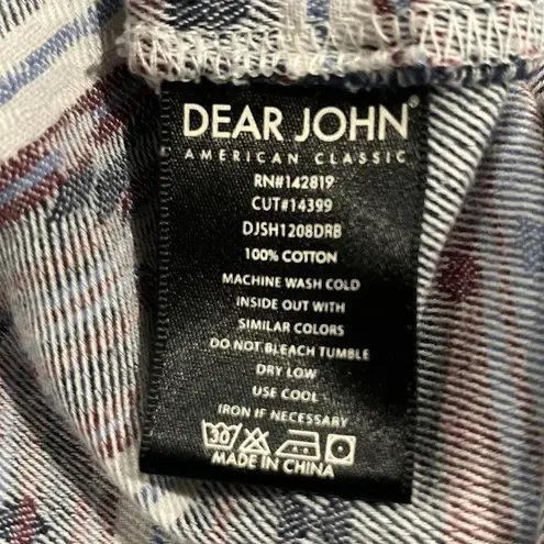 Dear John Flannel 100% Cotton Southwest Aztec Tribal V Neck Raw Hem Shirt Top L