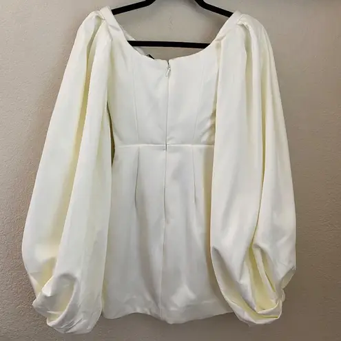 House Of CB  'Carlyn' Ivory Satin Balloon Sleeve Mini Dress/Size XS NWOT