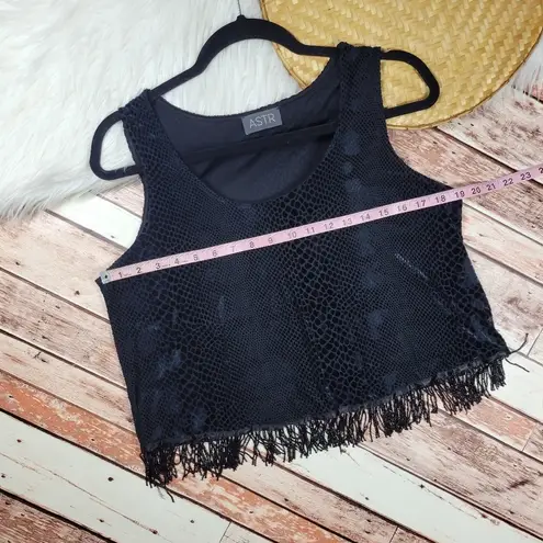 ASTR  Snake Skin printed Beaded Fringe Sleeveless Blouse