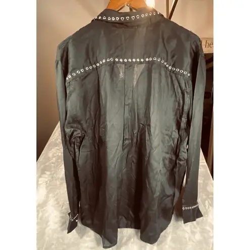 Johnny Was NWT Jade Sonia Double Pocket Shirt XL Silky Turquoise Accents Rivets