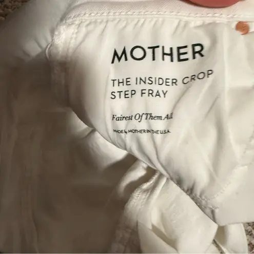 Mother White Insider Crop Step Fray Jeans in Fairest of Them All